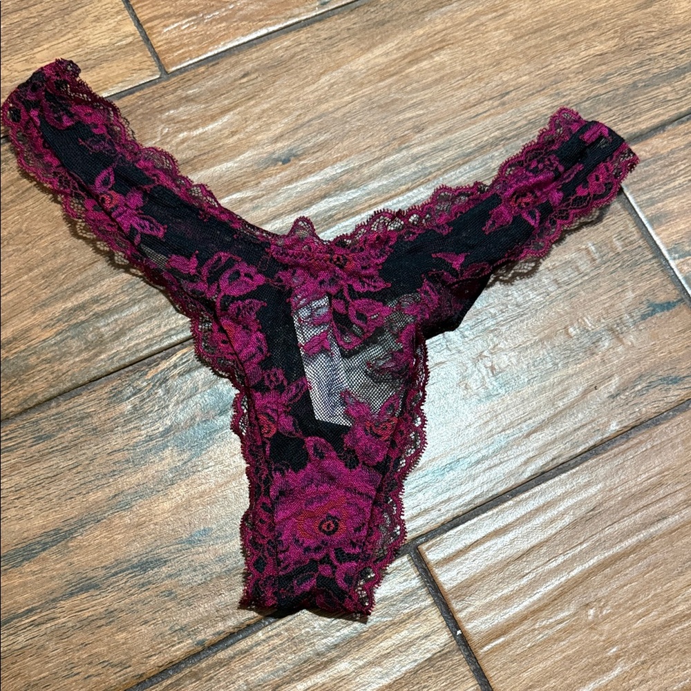 Victoria's Secret Burgundy and Black Lace thong